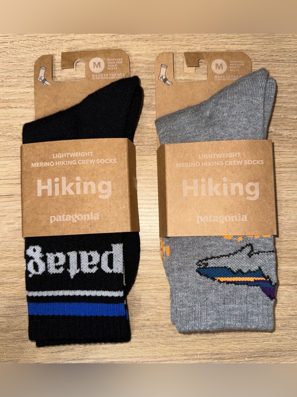NWT PATAGONIA Men’s Lightweight Merino Hiking Crew Socks.Pack of 2.Size Medium.